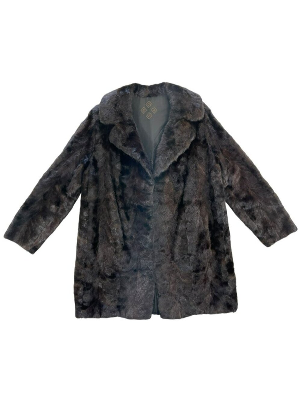 Vintage Mink Fur Brown Jacket Genuine Fur Coat Greek Key Lining Elegant Wmn's S